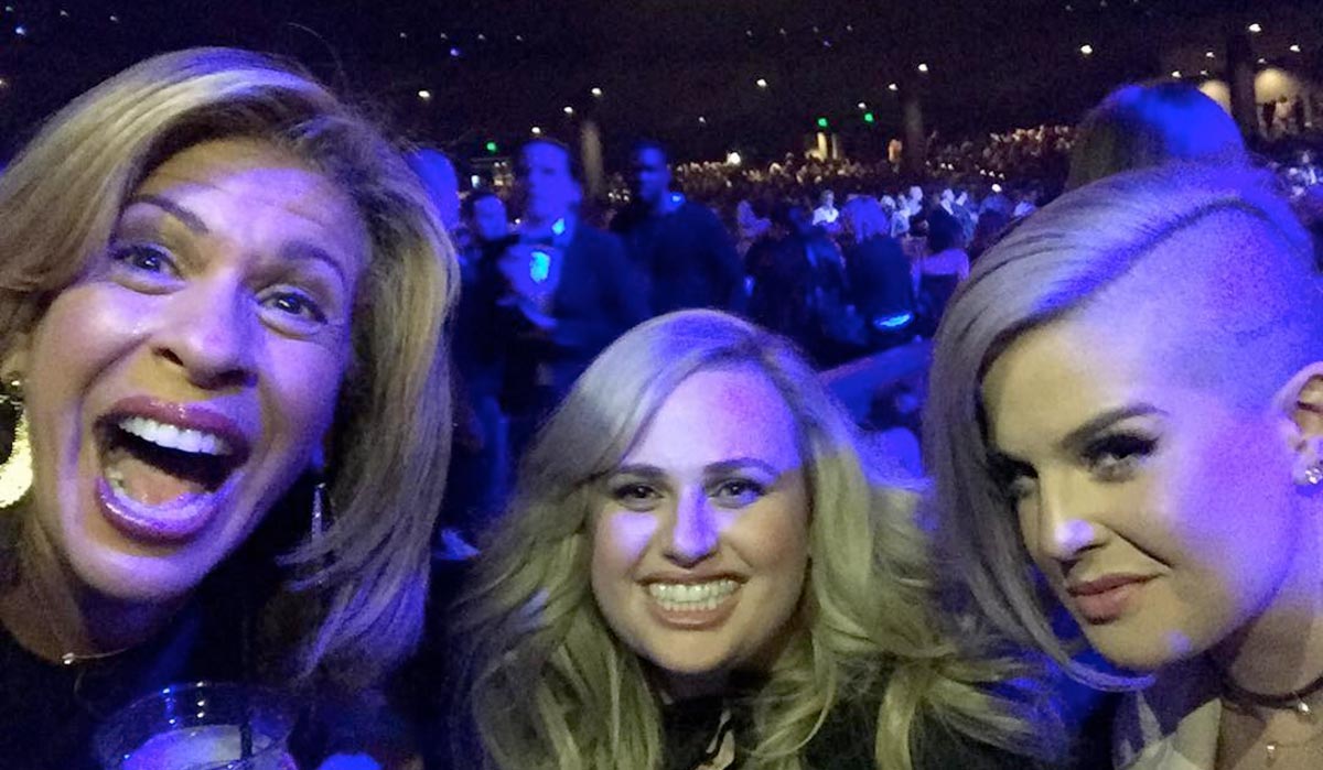 Hoda with Rebel Wilson and Kelly Osbourne at JLO's performance in Vegas. (source: @hodakotb instagram)