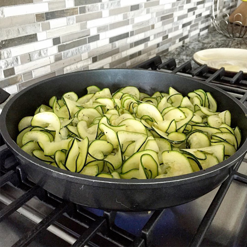 Zucchini ribbons with veal scallopini (from @andreahardyrd instagram)